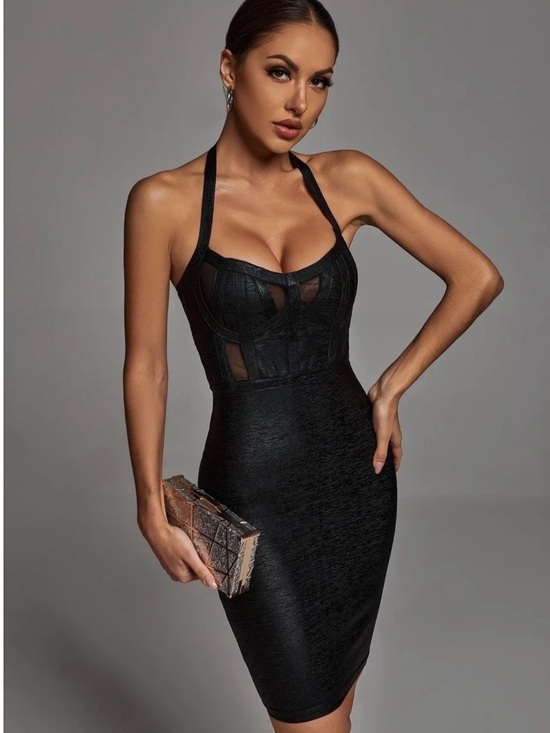 Bella Barnett Dresses & Skirts - Bella Barnett Black Halterneck Bodycon Dress - Elegant Evening Fit